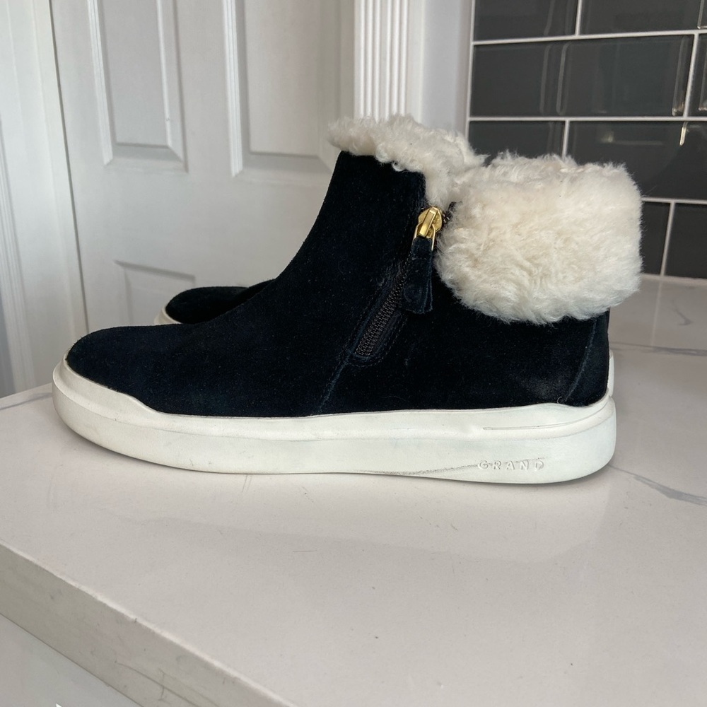Cole Haan GrandPro Rally Black White Faux Fur-Lined Sneakers Waterproof 9.5 - Picture 7 of 12